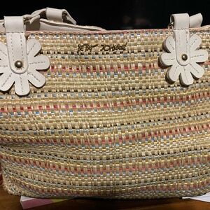 KaBeige and Multicolor Woven Tote Bag